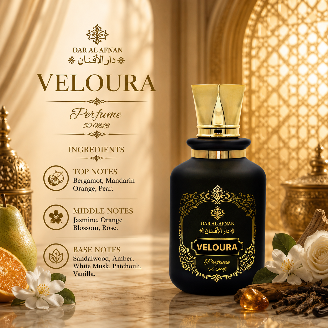 Veloura Perfume by Dar Al Afnan Perfumes | Premium Long Lasting Luxury Parfum 50ml - Image 2
